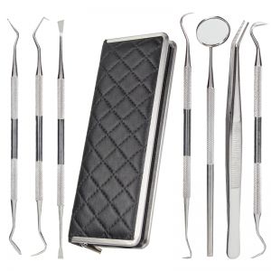 Zahnsteinentferner Zahnpflege Dental Set Edelstahl mit Tasche 7stk