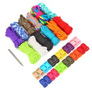 Paracord Seile Fallschirm Schnur Zeltseil Schlüsselbund Paracord Handwerk Kit mit Schnallen Multifunktional Hundehalsband Nylonschnur Nähnadeln zur Herstellung Armband Lanyard